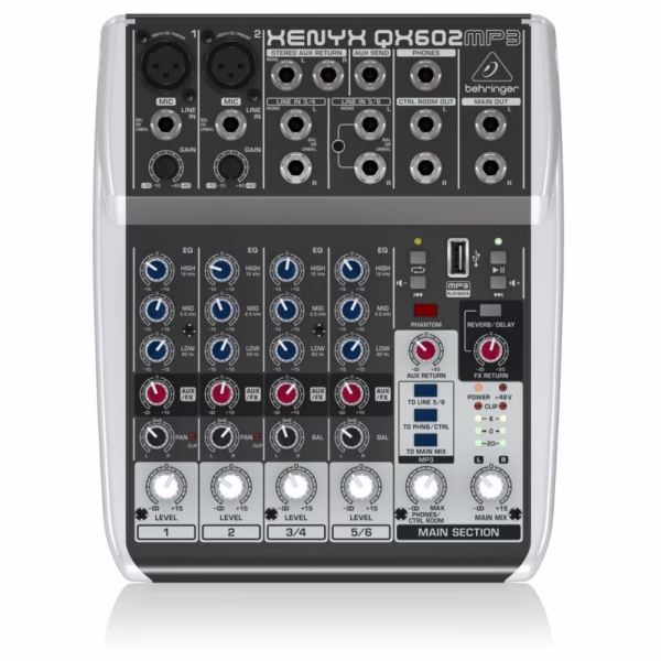 Behringer Xenyx QX602MP3 – Mezclador Analógico Compacto de 6 Entradas con MP3 y Efectos - Imagen 1