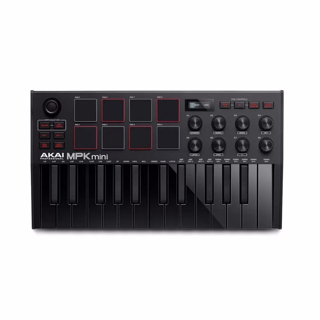 68280987594500-1.avif Akai Mpk Mini Mk3 Bk - Controlador Midi 25 Mini Teclas C/Pads Color Negro - Imagen 1