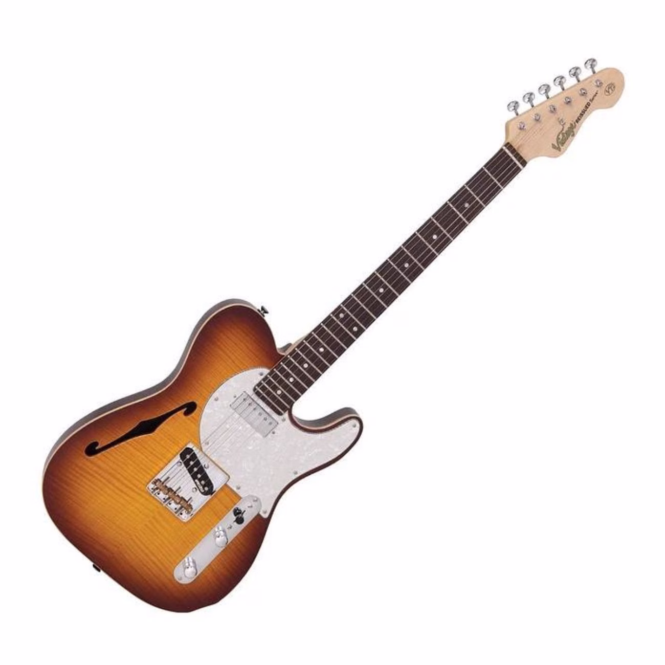 68280990729257-2.avif Vintage V72Ftb - Guitarra Electrica Telecaster Semi Hollow Flame Tobacco Burst - Imagen 1