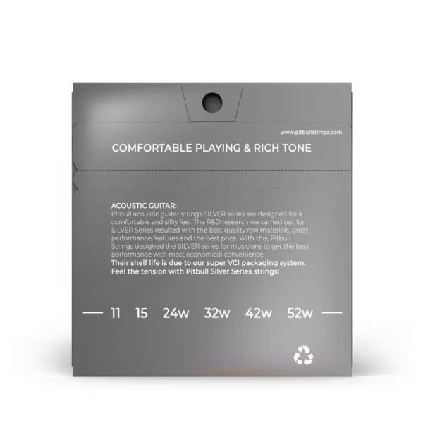 Pitbull - SAG 11-52 SL - Set Cuerdas Guitarra Acústica Silver Series 11-52 - Imagen 2
