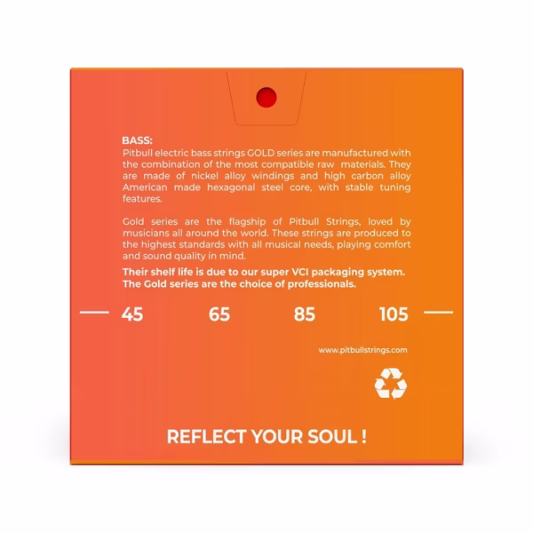Pitbull GEB4 CL 45-105 – Set de 4 Cuerdas para Bajo Eléctrico (Gold Series 45-105) - Imagen 2