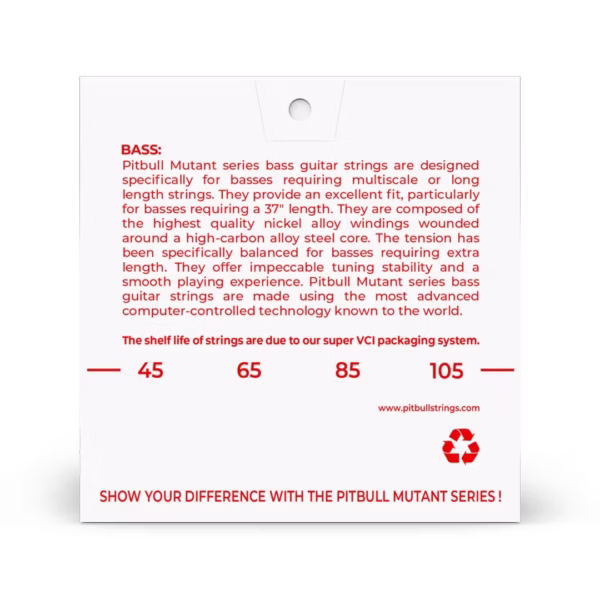 PITBULL - MEB4 L 45-105 - Set de 4 Cuerdas para Bajo Eléctrico – Mutant Series - Imagen 2