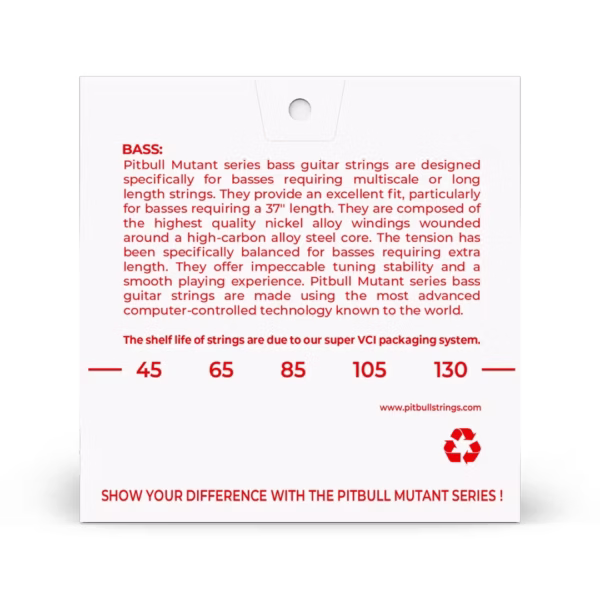 PITBULL - MEB5 L 45-130 - Set de 5 Cuerdas para Bajo Eléctrico – Mutant Series - Imagen 2