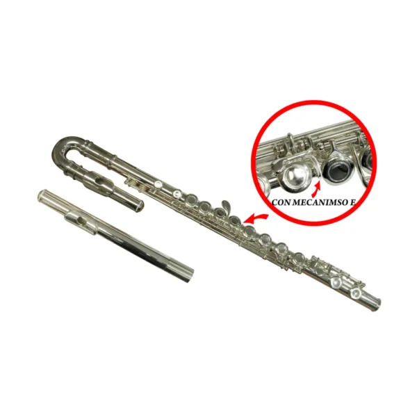Flauta Traversa Curva Etinger FLT-61E Silver con Estuche - Imagen 3